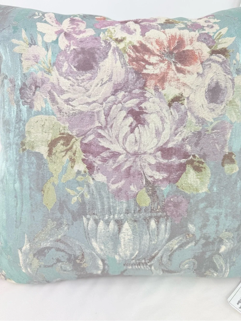 Austin Horn Classics Blue Floral French Vintage Inspired Accent Pillow NEW